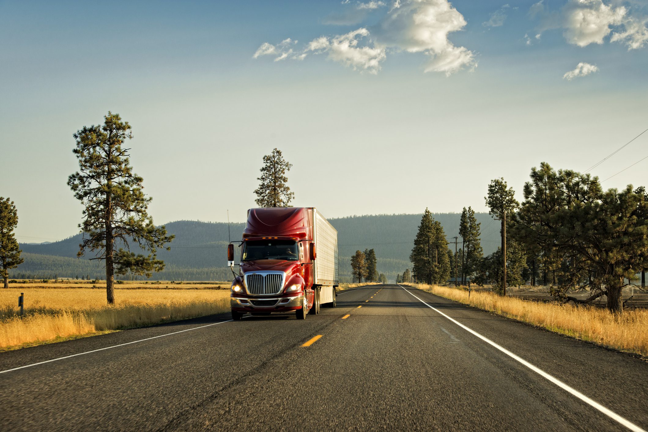 Truck on an empty highway