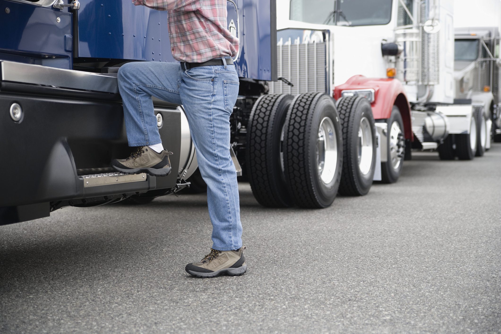 Man boarding truck