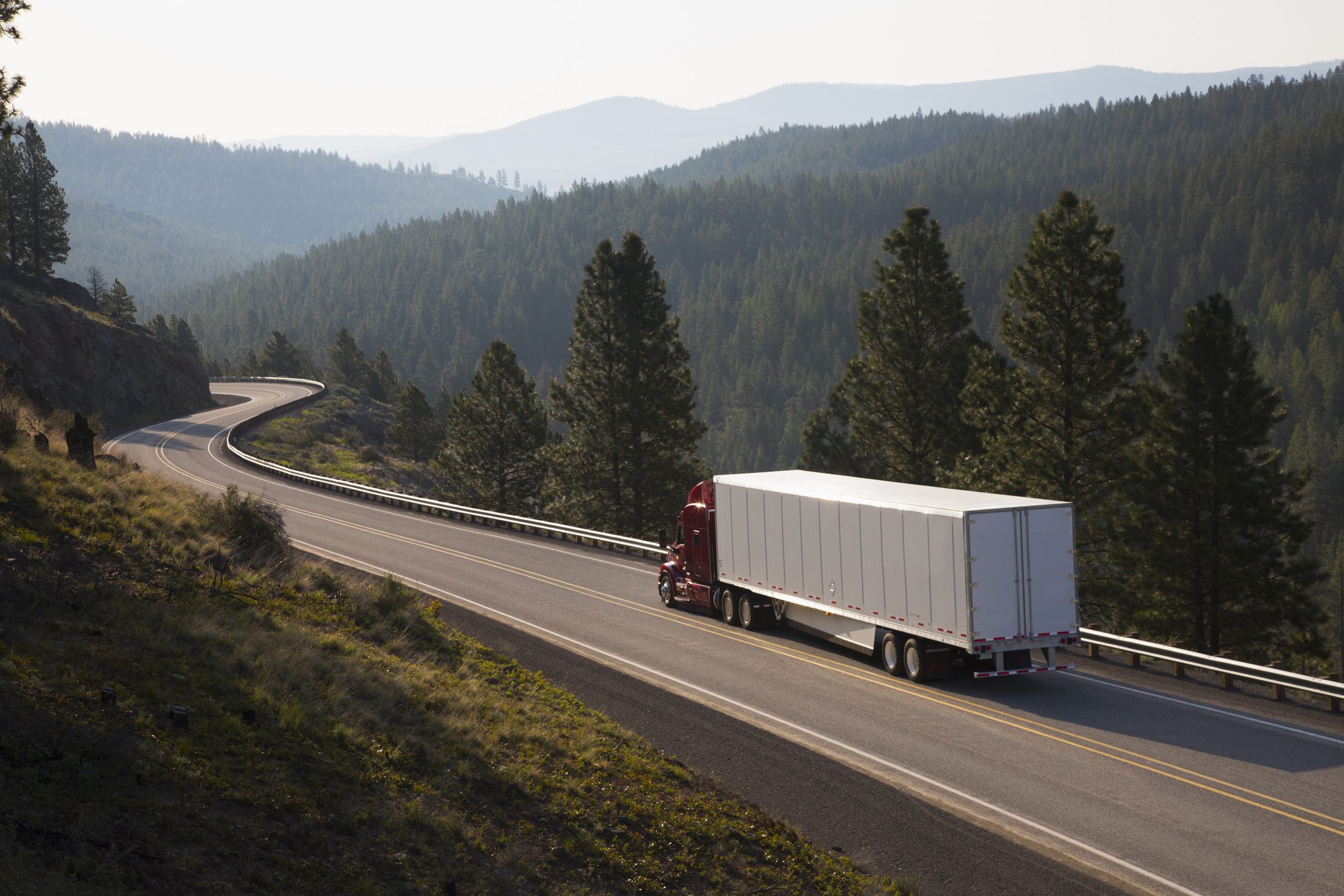 Truck driving on remote highway