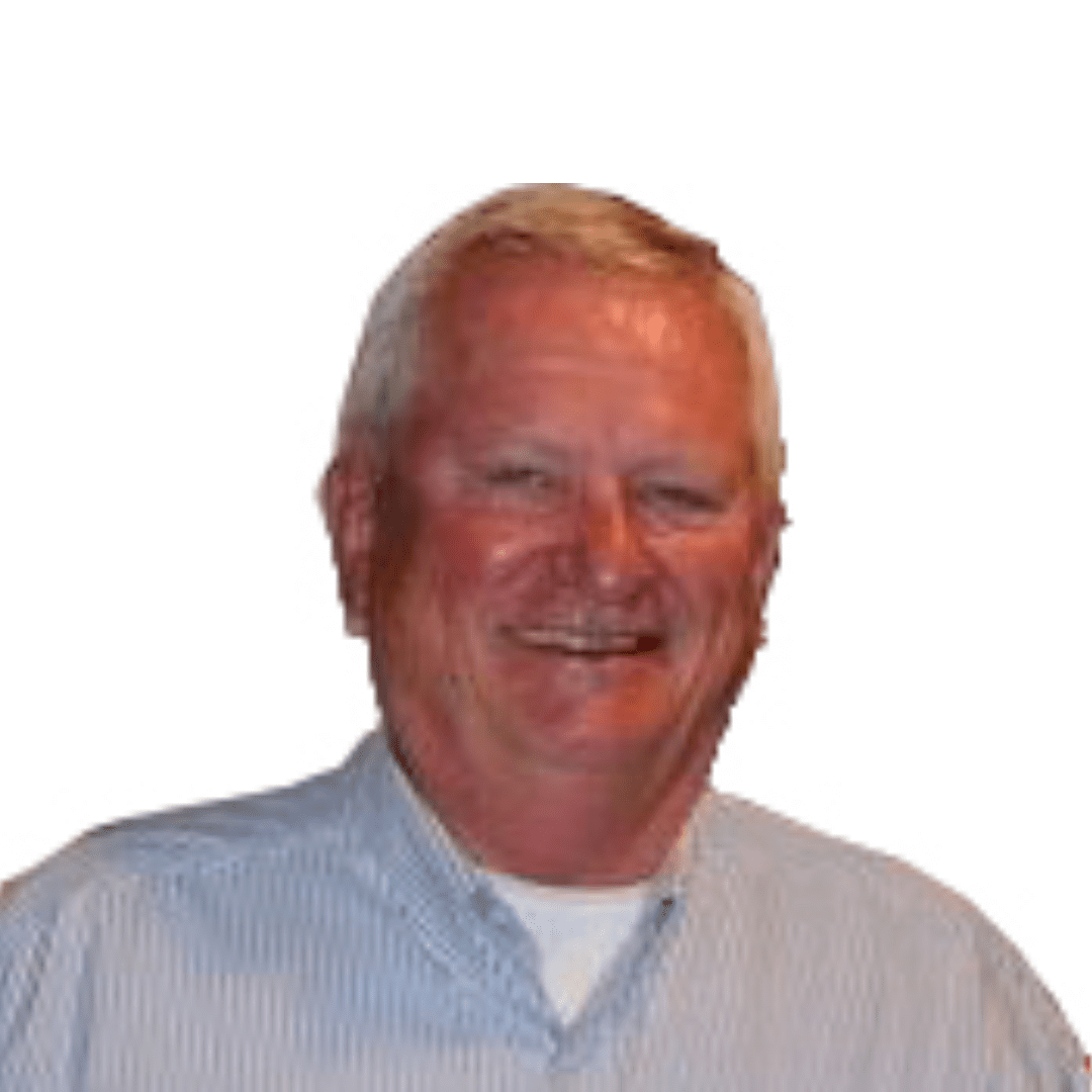 Dennis wearing a polo with white background
