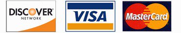 Discover Network, Visa, and Mastercard logo in white background